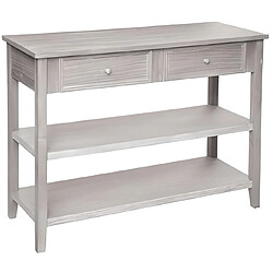 Pegane Console en bois de paulownia / MDF avec 2 tiroirs coloris beige - Longueur 110 x Profondeur 40 x Hauteur 85 cm