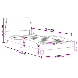 Vidaxl Cadre de lit avec tête de lit Noir 90x200 cm Similicuir pas cher