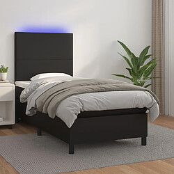 Sommier à lattes et LED,Cadre à lattes de lit avec matelas pour Adulte Noir 90x200 cm -MN58878