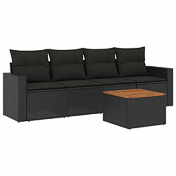 Maison Chic Salon de jardin 5 pcs avec coussins | Ensemble de Table et chaises | Mobilier d'Extérieur noir résine tressée -GKD73758