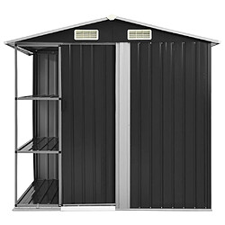 Helloshop26 Abri de jardin cabane cabanon maison de stockage remise extérieur hangar outils robuste avec étagère 205 x 130 x 183 cm Fer gris 02_0022222