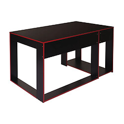 Decoshop26 Bureau table de bureau pour ordinateur 120x60x76cm en MDF noir/rouge 04_0001454