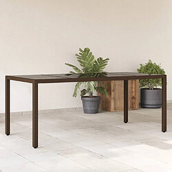 Maison Chic Table de jardin | Table d'extérieur avec dessus en verre marron résine tressée -GKD58585