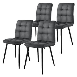 Chaise de salle à manger Set de 4 velours anthracite avec pieds en métal, matériel de montage inclus ML-Design