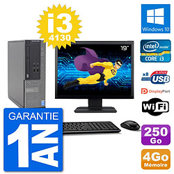 PC Dell Optiplex 3020 SFF Ecran 19" i3-4130 RAM 4Go Disque 250Go Windows 10 Wifi - Occasion