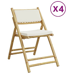 vidaXL Chaises de bistro pliantes lot de 4 et coussins blanc crème