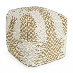 Webmarketpoint Pouf Timbuktu Blanc-Beige 45x45 cm en tissu