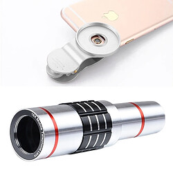 Wewoo Objectif téléobjectif universel avec zoom 18X avec monture de trépied et clip de téléphone portable, pour iPhone, Galaxy, Huawei, Xiaomi, LG, HTC et autres téléphones intelligents (Argent) pas cher