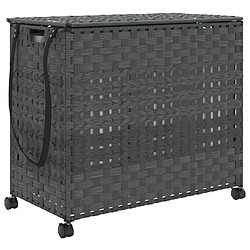 vidaXL Panier à linge avec roulettes gris 66x35x60 cm résine tressée