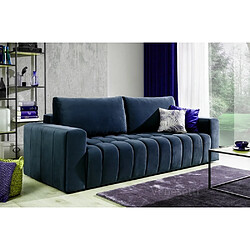 VENESETTI Canapé 3 places convertible et espace de rangement - bleu - en tissu velours de qualité luxe, LAZIO pas cher