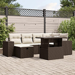 vidaXL Salon de jardin avec coussins 7 pcs marron résine tressée