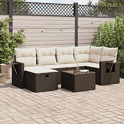 vidaXL Salon de jardin avec coussins 7 pcs marron résine tressée