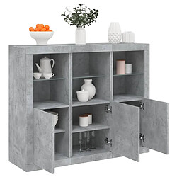 Maison Chic Lot de 3 Commode Buffet - Meuble de rangements avec lumières LED gris béton bois d'ingénierie -GKD27261