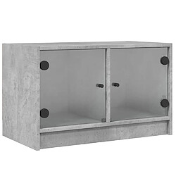 vidaXL Meuble TV avec portes en verre gris béton 68x37x42 cm