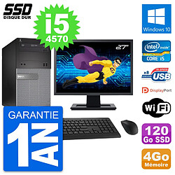 PC Tour Dell 3020 Ecran 27" Intel Core i5-4570 RAM 4Go SSD 120Go Windows 10 Wifi - Occasion