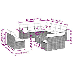 vidaXL Salon de jardin et coussins 12 pcs mélange beige résine tressée pas cher