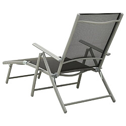 Acheter Helloshop26 Transat chaise longue bain de soleil lit de jardin terrasse meuble d'extérieur pliable textilène et aluminium noir et argenté 02_0012887