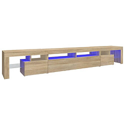 Maison Chic Meuble TV avec lumières LED, Banc TV pour salon, Meuble de rangement Chêne sonoma 260x36,5x40 cm -GKD95656