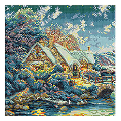 Avis Kit De Point De Croix Estampé Avec Motif De Maison En Tissu Pré-imprimé 14CT 40x40cm