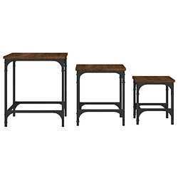 Maison Chic Lot de 3 Tables basses gigognes pour salon | Table à café chêne marron bois d'ingénierie -GKD52435 pas cher