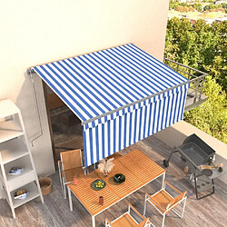 Maison Chic Store banne | Auvent rétractable de porte | Marquise Brise-soleil automatique avec store 3x2,5 m Bleu et blanc -GKD60062