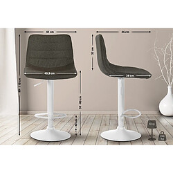 Decoshop26 Tabouret de bar chaise haute x1 avec repose-pieds incurvé en tissu taupe structure métallique blanc 10_0005154