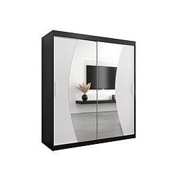 Abiks Meble Armoire Wave à portes coulissantes 200/180/62 2 portes (noir/blanc)