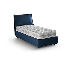 Avis Autrement Talamo Italia Veronica lit simple avec conteneur, Made in Italy, en tissu amovible, 80x190 cm, avec ouverture latérale, Bleu, avec matelas inclus.