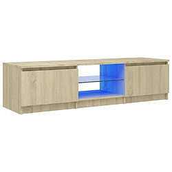 Maison Chic Meubles TV avec lumières LED - Banc TV pour salon chêne sonoma 140x40x35,5 cm -MN58481