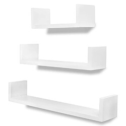 vidaXL Étagères murales 3 pcs Forme de U MDF Blanc