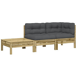 Maison Chic Canapé de jardin avec coussins et repose-pied | Canapé Sofa d'extérieur | Fauteuil terrasse bois pin imprégné -MN40914