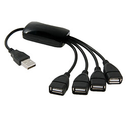 Wewoo Hub USB 2.0 noir pour PC Universel 4 ports USB 2.0 480Mbps haute vitesse câble