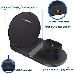 Acheter Chrono Station d'accueil pour chargeur sans fil 3 en 1, certifié Qi Max 10W Compatible avec iPhone 13/12/11/X/SE 2020 Series/Samsung Galaxy S21(+)/S20(+)/S10(+)/S9(+) Note 20 /10/9 AirPod iWatch,(noir)