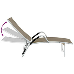 Acheter Helloshop26 Transat chaise longue bain de soleil lit de jardin terrasse meuble d'extérieur textilène et aluminium taupe 02_0012934