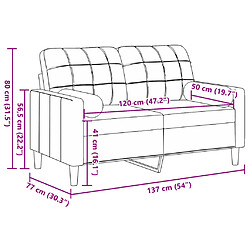 vidaXL Canapé 2 places avec oreillers gris foncé 120 cm velours pas cher