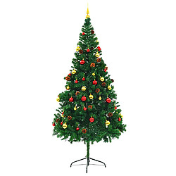 vidaXL Arbre de Noël artificiel pré-éclairé avec boules vert 210 cm