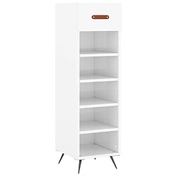 Maison Chic Armoire à chaussure 30x35x105 cm,Meuble à Chaussures Blanc brillant Bois ingénierie -MN49140