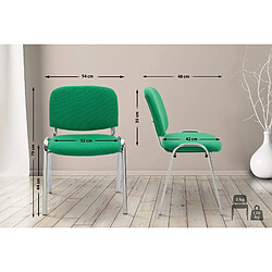 Decoshop26 Chaise visiteur empilable zone d'attente en tissu vert piètement à 4 pieds en métal chromé 10_0003371