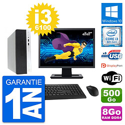 PC HP ProDesk 400 G4 SFF Ecran 22" i3-6100 RAM 8Go Disque 500Go Windows 10 Wifi - Occasion