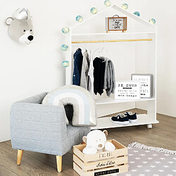 Atmosphera, Createur D'Interieur Penderie à roulettes enfant Douceur - L. 80 x H. 120 cm - Blanc