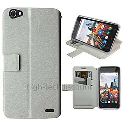 Htdmobiles Housse etui portefeuille pour Archos 50 Helium Plus + verre trempe - BLANC