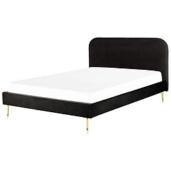 Beliani Lit double en velours noir 180 x 200 cm FLAYAT