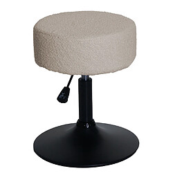 Mendler Tabouret HWC-C22, tabouret de maquillage, réglable en hauteur pivotant Ø 37cm Tissu Bouclé (450g/m²) MVG ~ beige pas cher