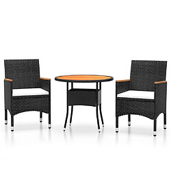 Maison Chic Mobilier à dîner 3 pcs de jardin - Ensemble table et chaises d'extérieur - Salon/Mobilier de jardin classique Résine tressée Noir -MN47094