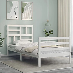 Avis Maison Chic Cadre/structure de lit avec tête de lit pour adulte - Lit Moderne Chambre blanc simple bois massif -MN55290