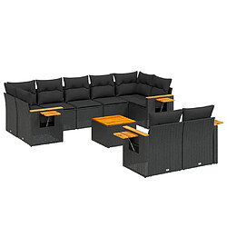 Maison Chic Salon de jardin 10 pcs avec coussins | Ensemble de Table et chaises | Mobilier d'Extérieur noir résine tressée -GKD25571