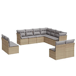 Maison Chic Salon de jardin 11 pcs avec coussins | Ensemble de Table et chaises | Mobilier d'Extérieur beige résine tressée -GKD42124