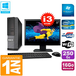 PC DELL 3020 SFF Ecran 22" Core I3-4130 RAM 16Go Disque 250 Go Wifi W7 - Occasion