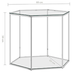 vidaXL Table basse Argenté 60x53x50 cm Acier inoxydable et verre pas cher