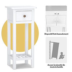 Helloshop26 Table d'appoint bouts de canapé avec tiroir et étagère aucun assemblage petite table haute étroite pour chambre salon entrée 35 x 30 x 80 cm blanc 20_0005203 pas cher